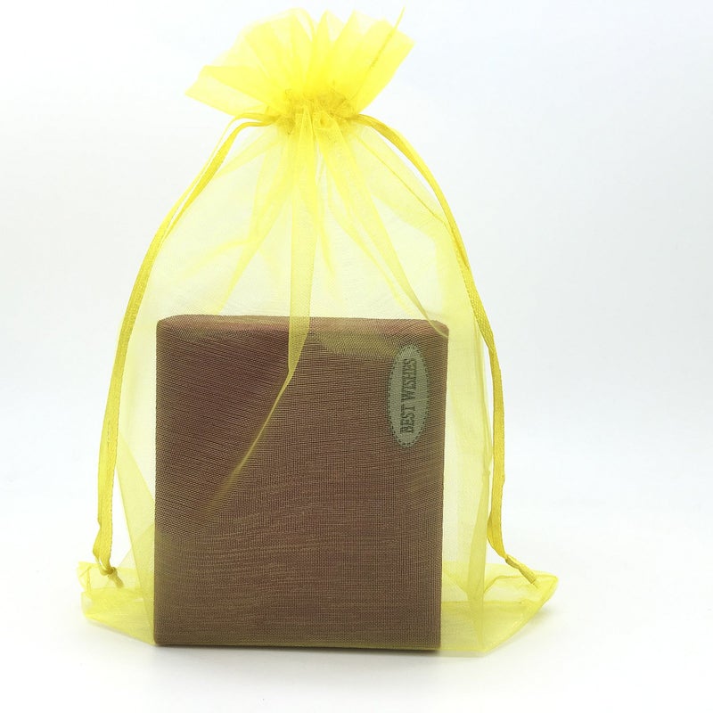 SUNGULF 100pcs Organza Pouch Bag Drawstring 6"x9" 16x22cm Strong Gift Candy Bag Jewelry Party Wedding Favor (Yellow)